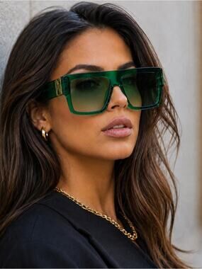 New Anna Karin Karlsson MR 3AM Stories Emerald Green Oversized Sunglasses